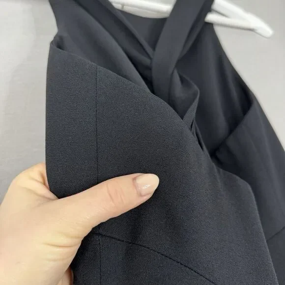 Vintage Ann Taylor Womens Dress 2 Black Midi Knot Y2K Cocktail Evening Formal - Picture 10 of 12